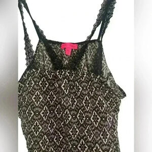 Betsey Johnson Lace Slip Dress Asymmetrical Hem Coquette Lingerie Style